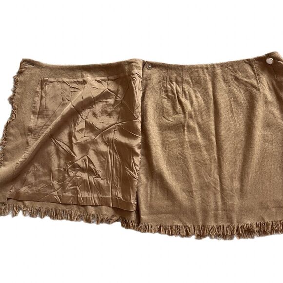 Vintage KGR Wool Blend Wrap Mini Skirt Tan Size 14 - Picture 4 of 7